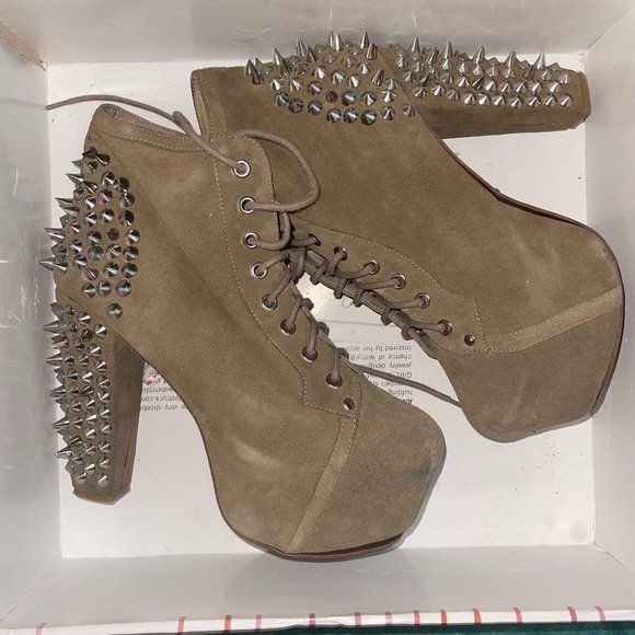 Jeffrey Campbell Lita Spiked Suede Platform Booties (Circa 2012) US SZ 9 - Picture 1 of 7